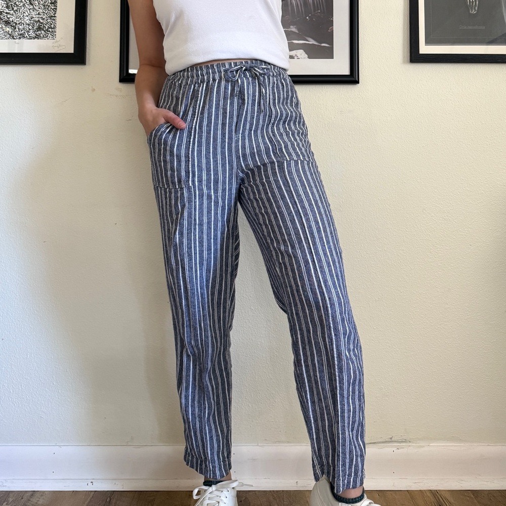 Blue Striped Linen Pants - perfect for summer (Xsmall)